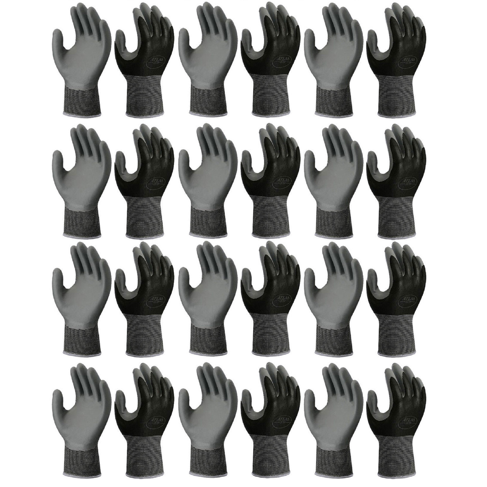 ATLAS FIT 370 SHOWA BLACK MEDIUM NITRILE GARDENING WORK GLOVES, 12-PAIRS