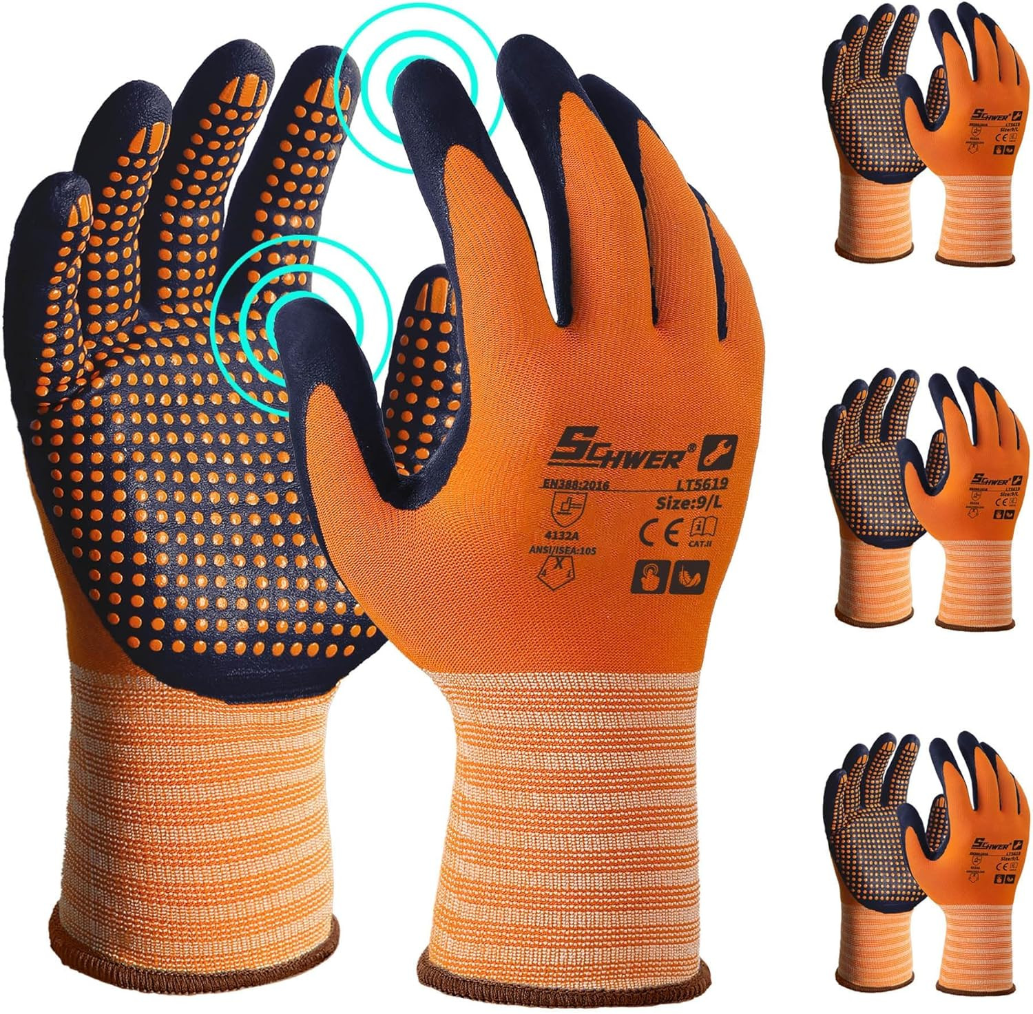 3/6/12 Pairs Safety Work Gloves Microfoam Nitrile Coated, Certified Level 6 Abra