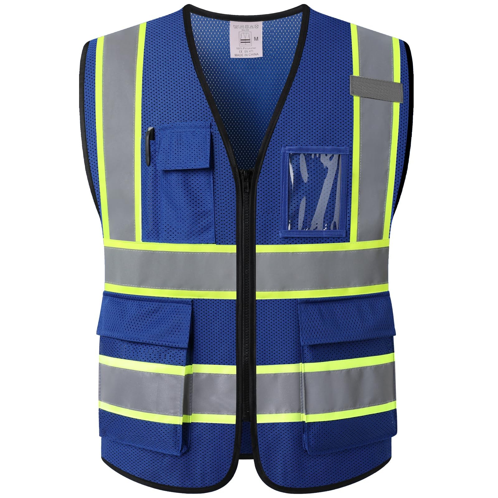 Reflective Safety Vest for Men Women with 5 Pockets and Zipper Front High Vis…
