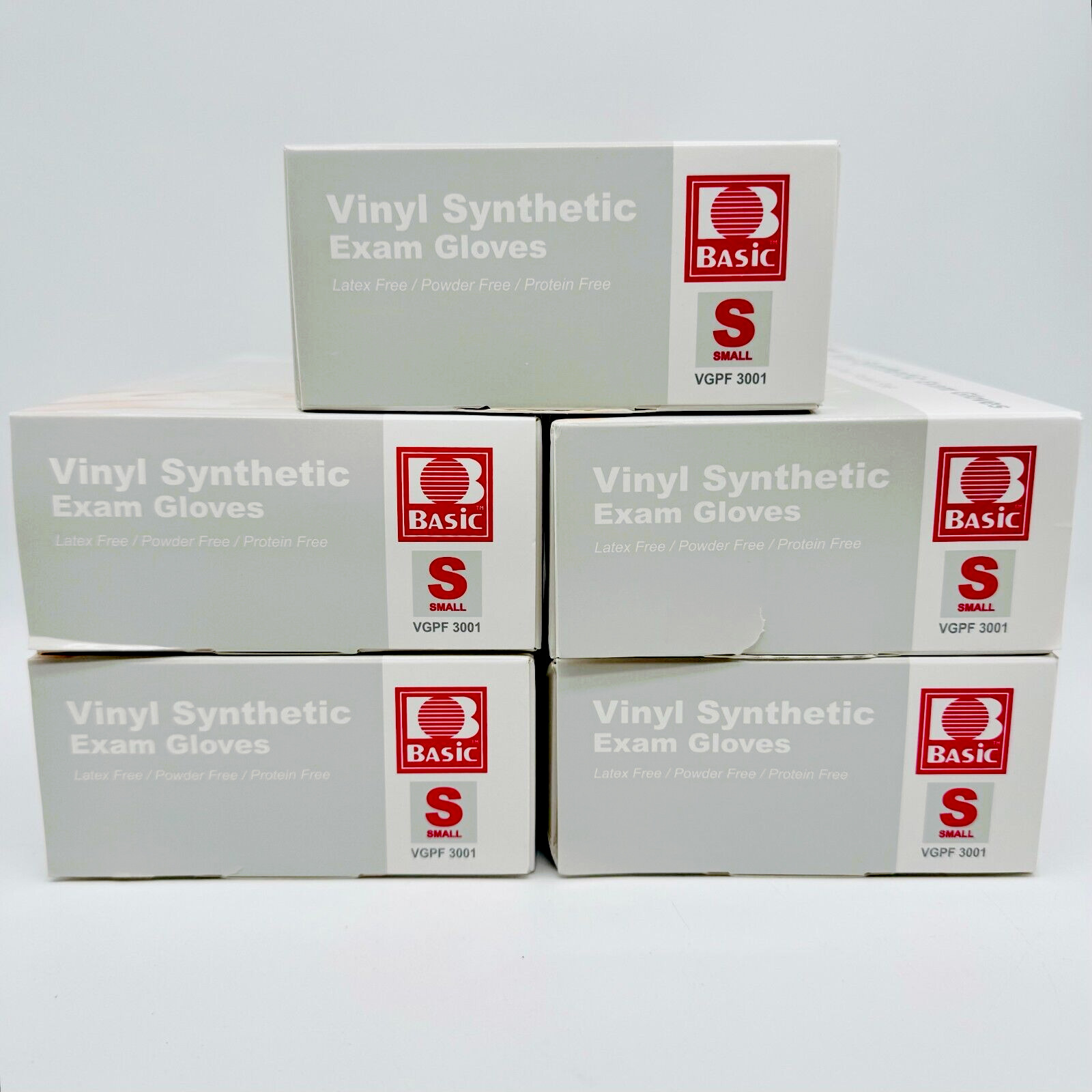 Basic Vinyl Synthetic Exam Gloves Size S Latex Free 5PK x 100 Gloves