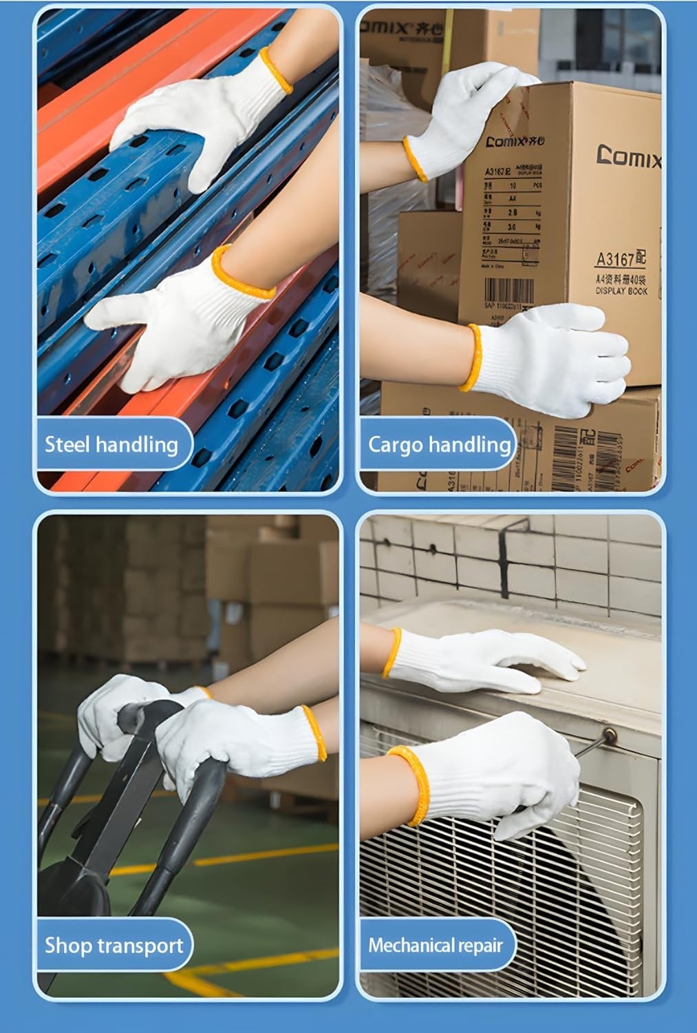 Flexible & Lightweight Work Gloves – 12 Pairs of Versatile Knitted Safety Gloves