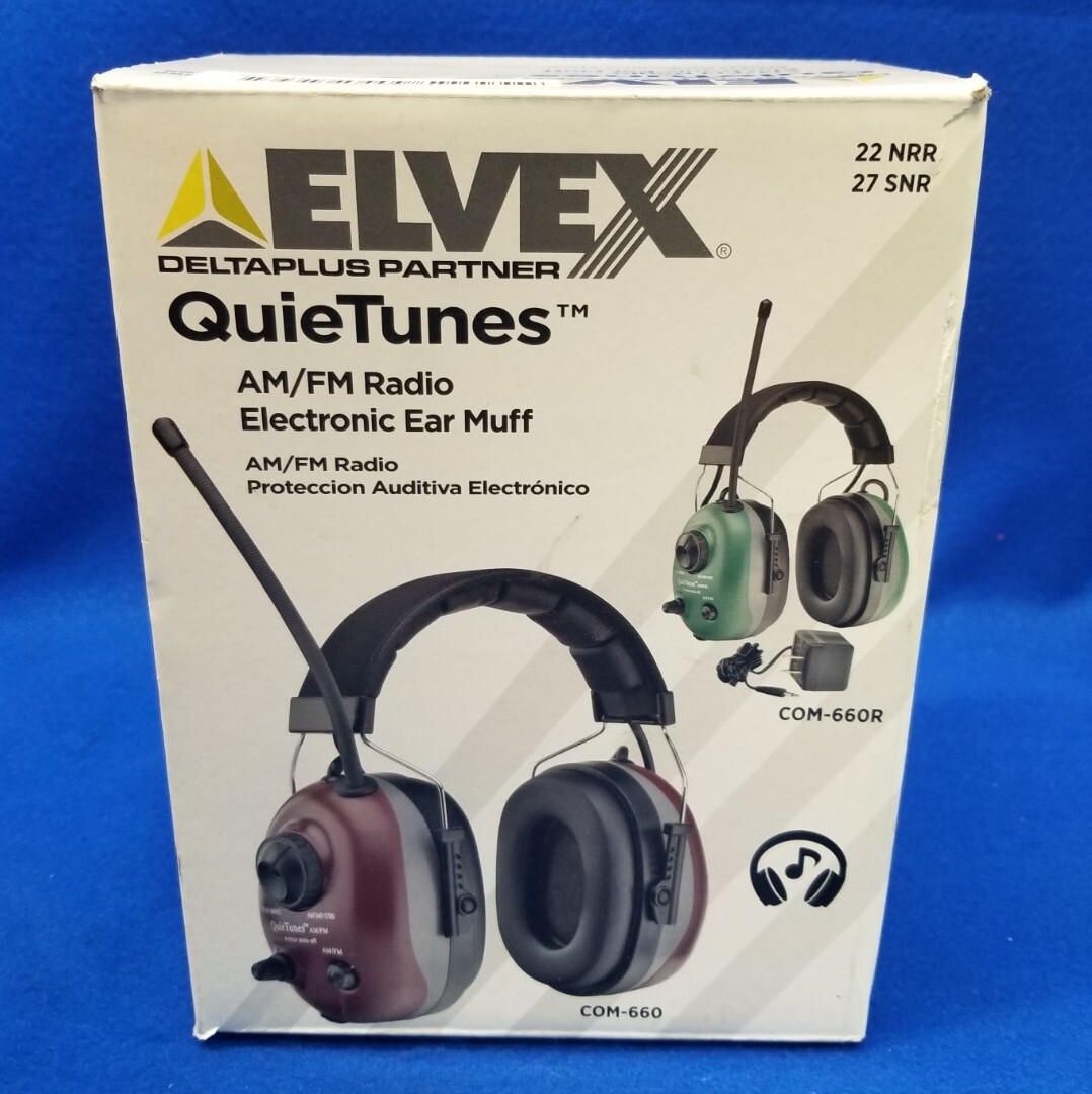 Elvex Com-660R Over-The-Head Electronic Ear Muffs, 22 Db, Quietunes, Green