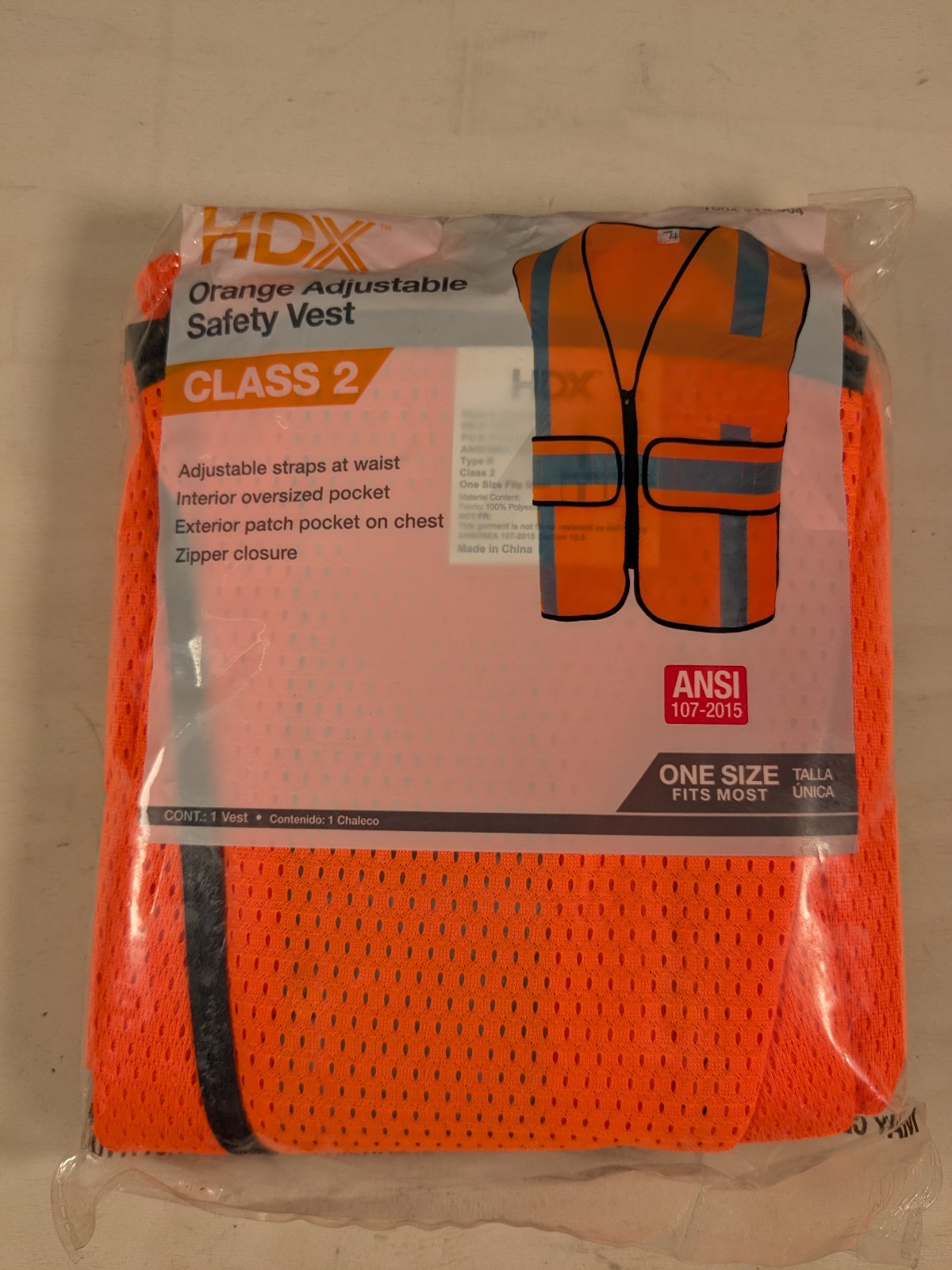 HDX Reflective Orange Adjustable Safety Vest Class 2 High Visibility OSFM