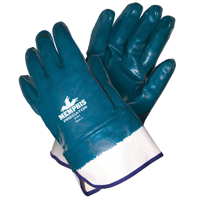 MCR 9761 Men’s Large Predator Nitrile Coated Gloves Smooth Safety Cuff Pair