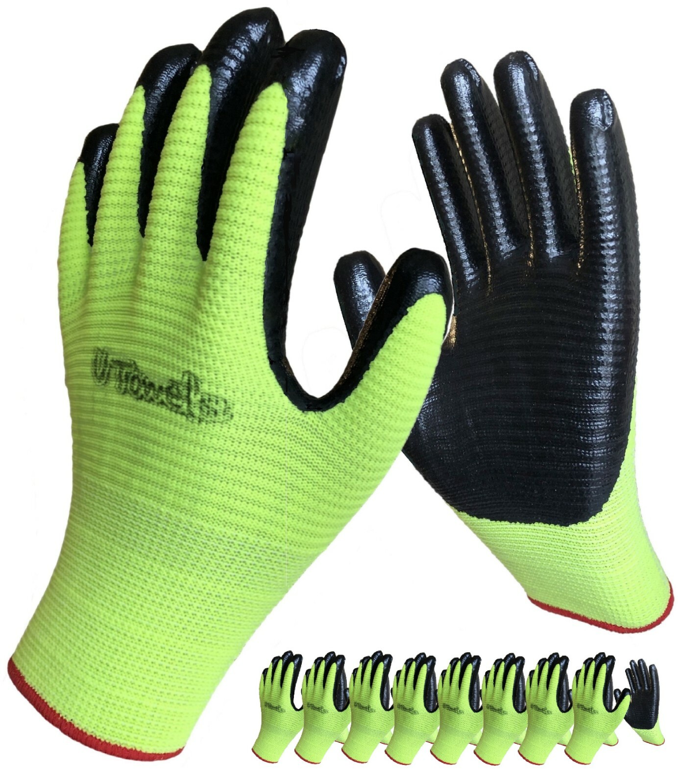 Work Glove Palm Coated Nylon Shell 8 Pair Pack Garden Construction for Men Women