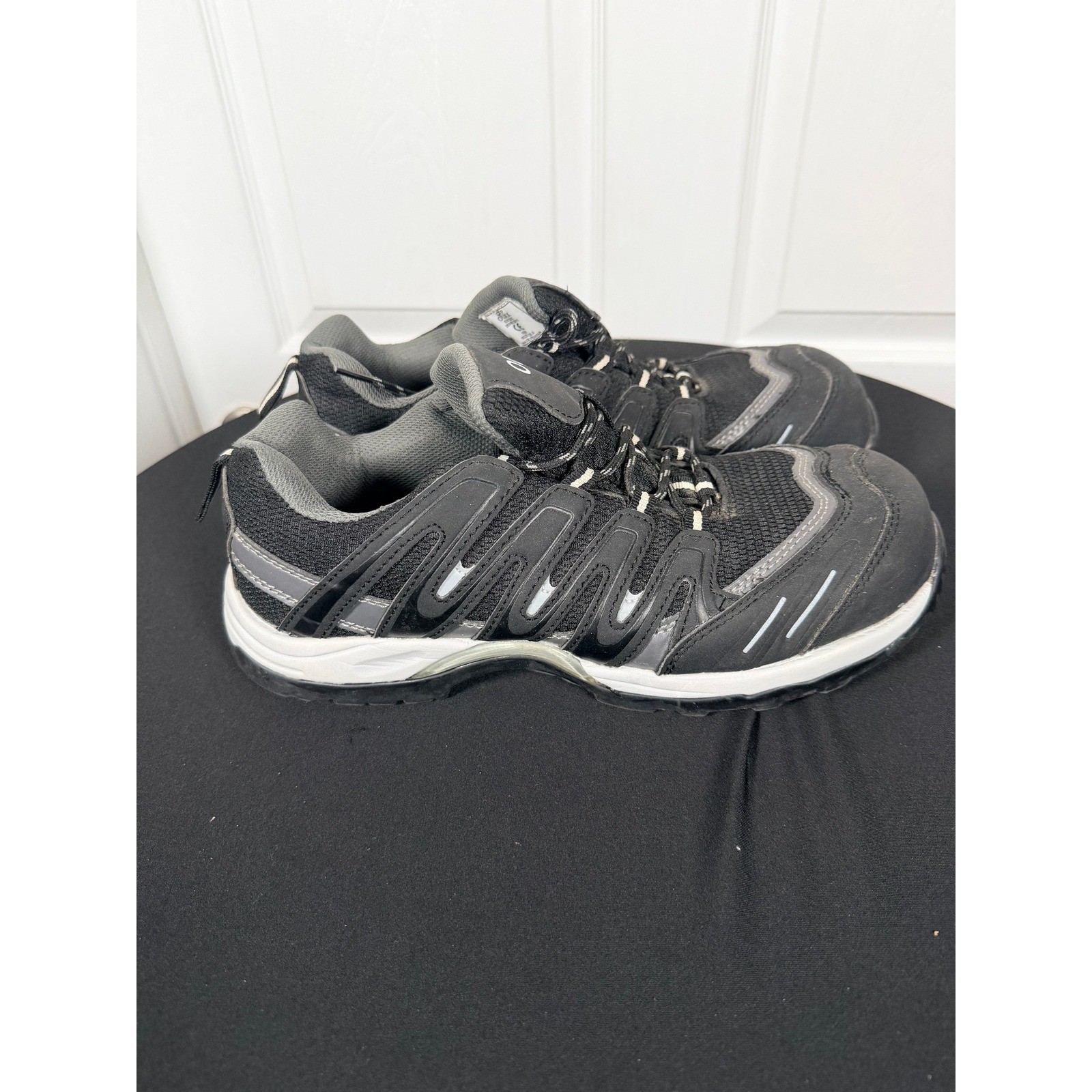 OUXX Men Steel Toe Work Black Grey Safety Sneakers SBP EN ISO 20345 Size 10.5