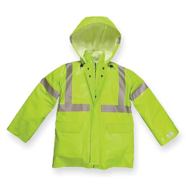 Flash Rain Jacket, 7.2 cal/sq , L, 8 oz Leather PU/PVC, Zipper Front with Dual