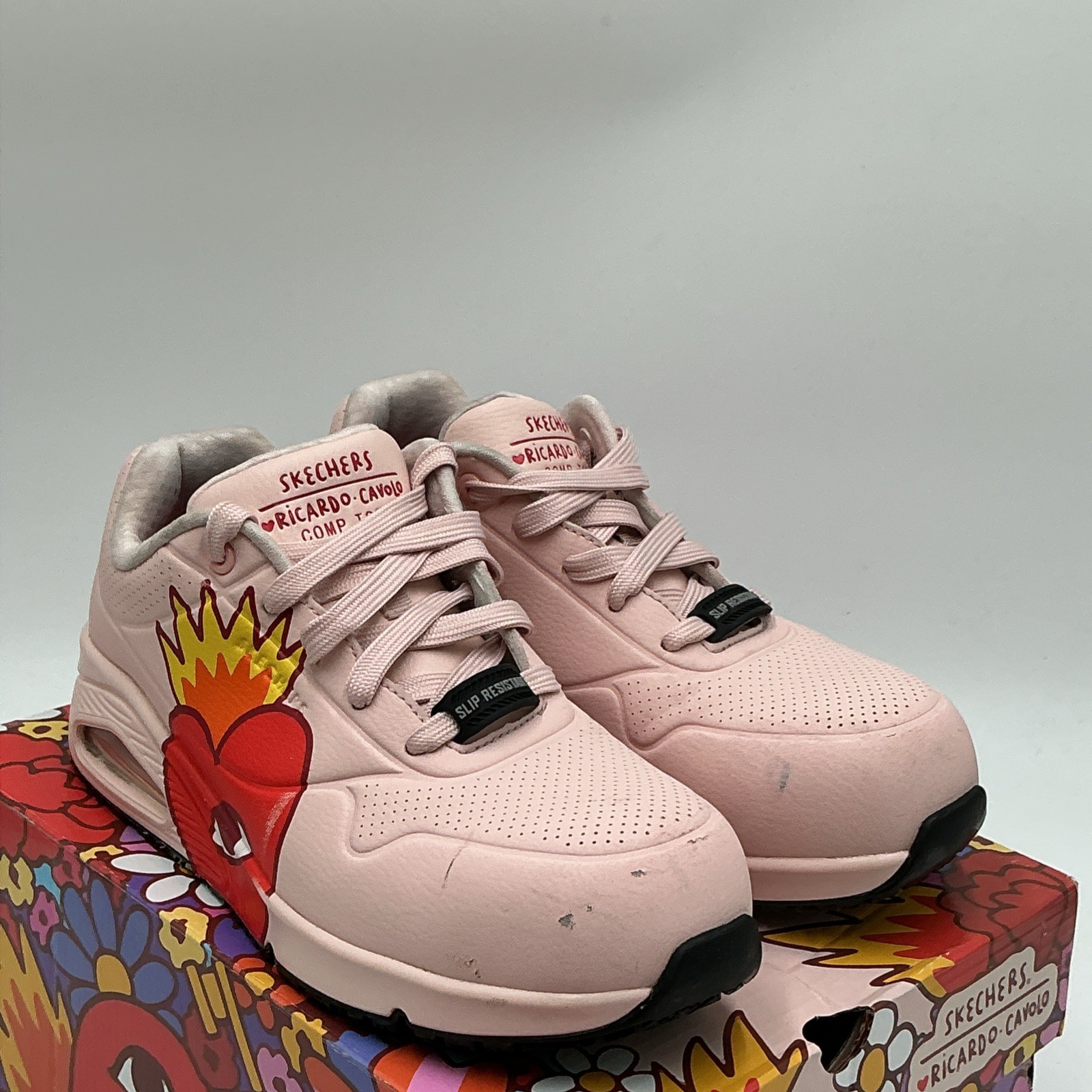 Skechers Uno SR – Flaming Heart ST Women’s 7.5 Pink Comp Toe Work Shoes Ebay2148