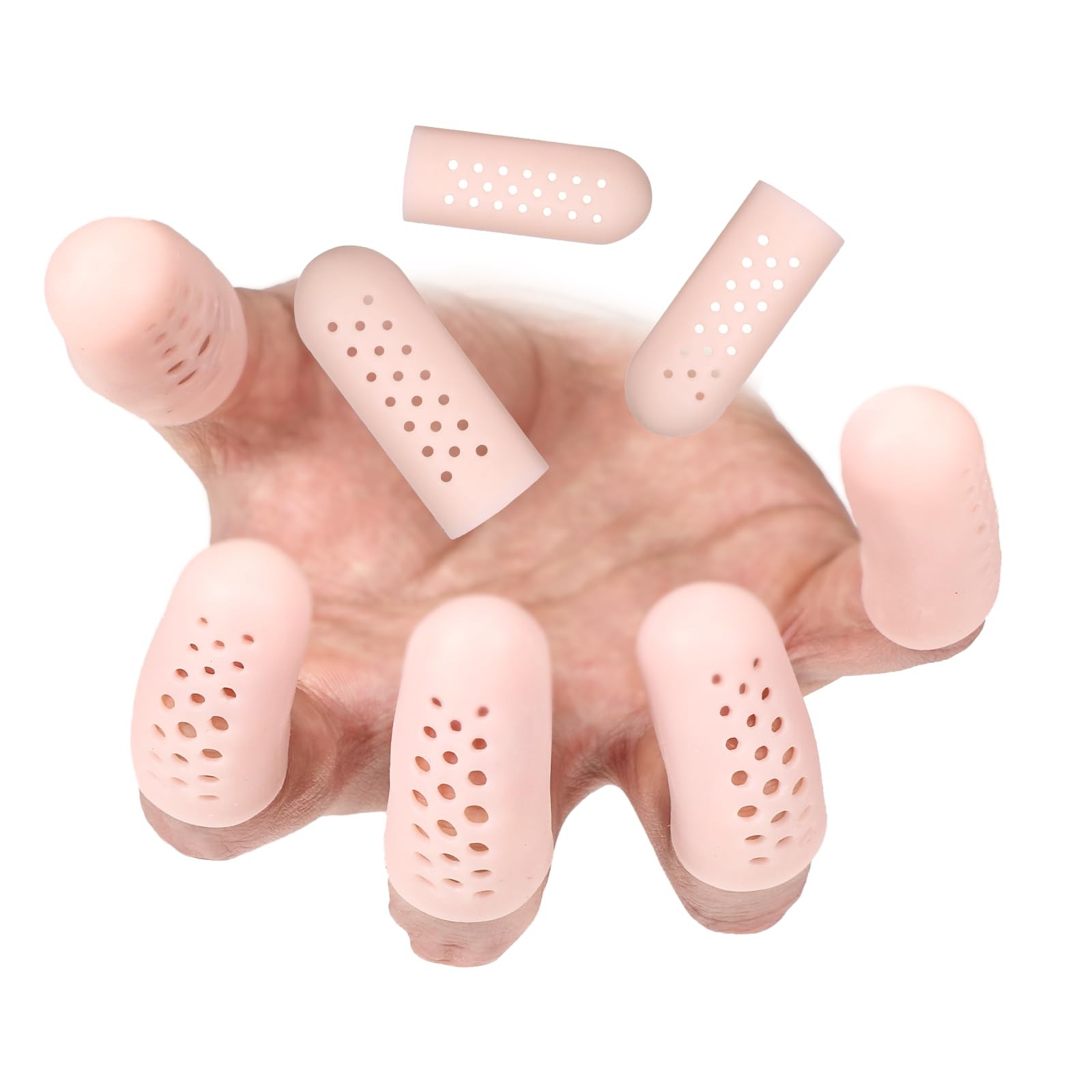 12 Pcs Gel Finger Cots with Air Holes, Silicone Protectors Skin Color
