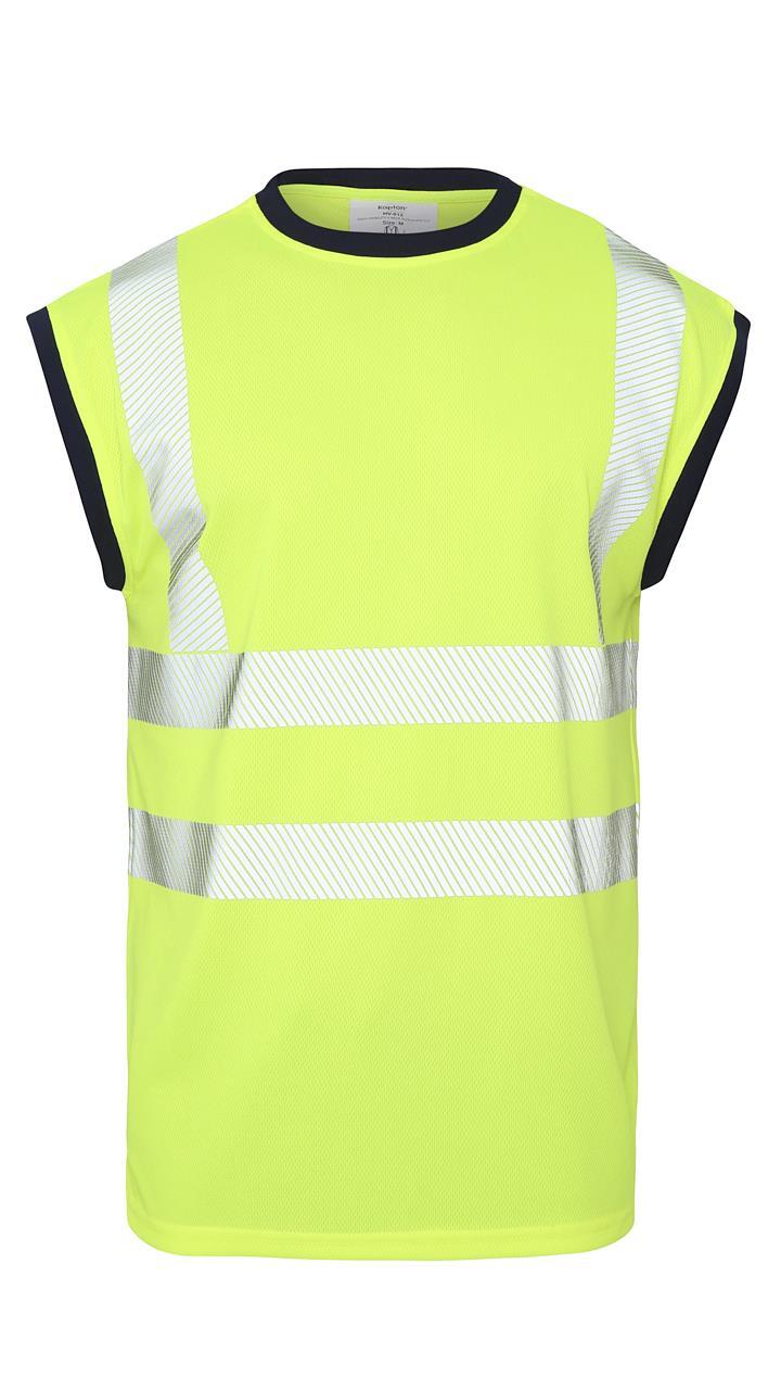 New Mens Hi Viz Vis Hi Visibility Vest Top Safety Work Wear Crew V Neck T-Shirt