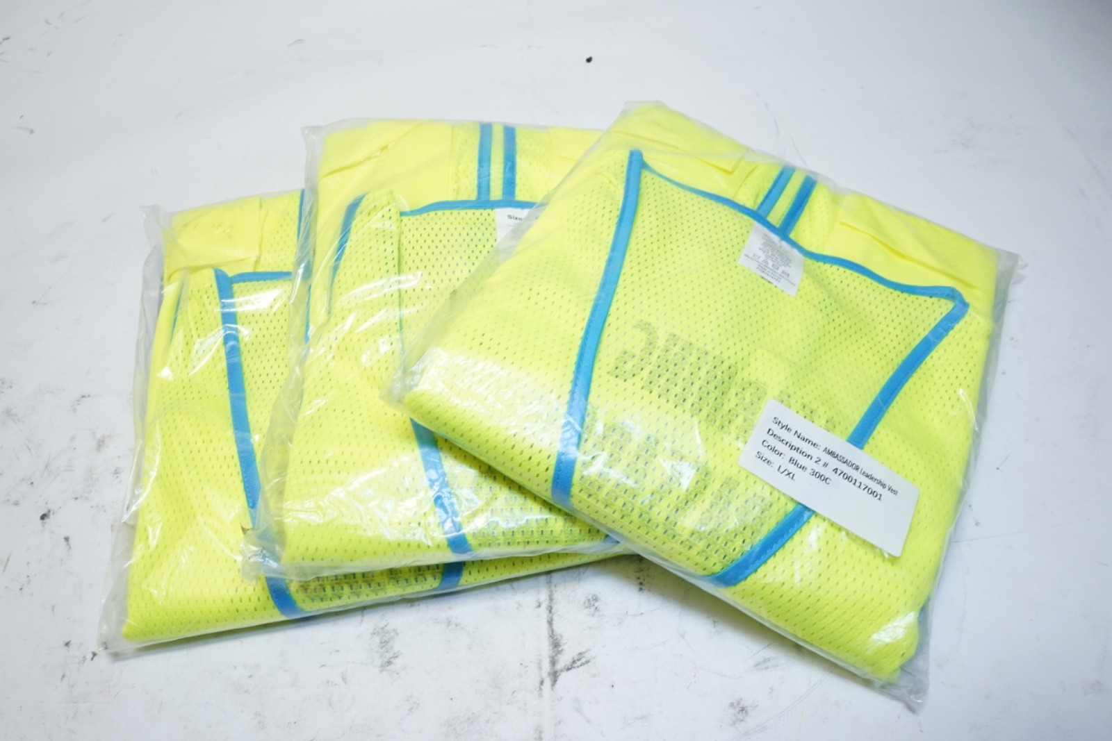 Lot of 3 Ambassador Leadership Vest 4700117001 L/XL Blue/Yellow 300C Ships FREE