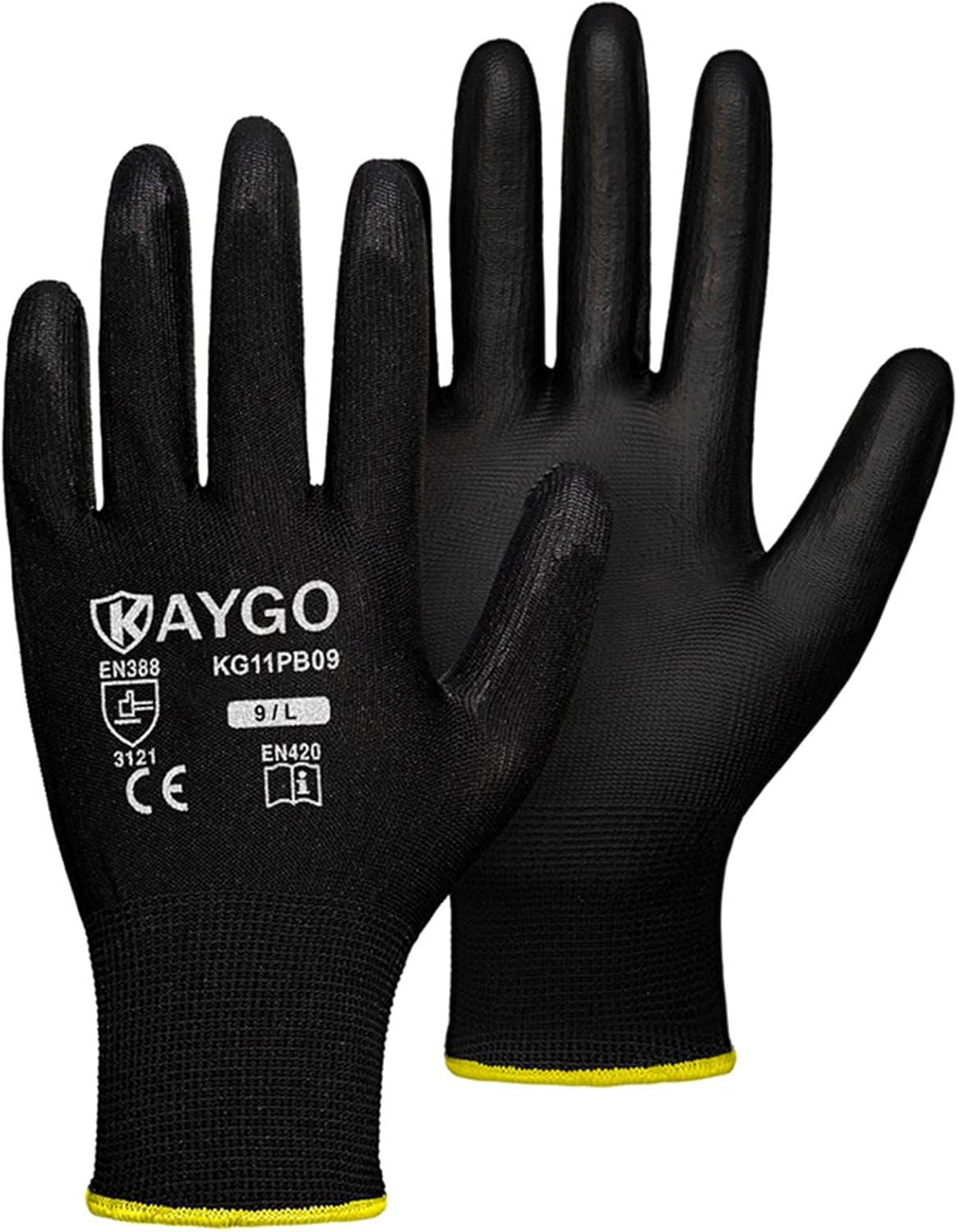 Safety Work Gloves PU Coated, 60 Pairs KG11PB Seamless Knit Glove for Men and Wo