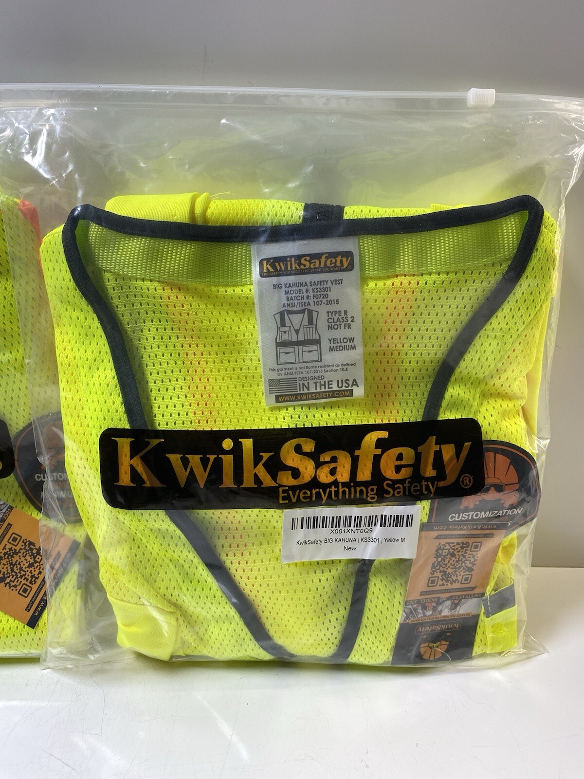 Lot Of (2) KwikSafety BIG KAHUNA Class 2 Hi Vis ANSI Reflective Safety Vest Med