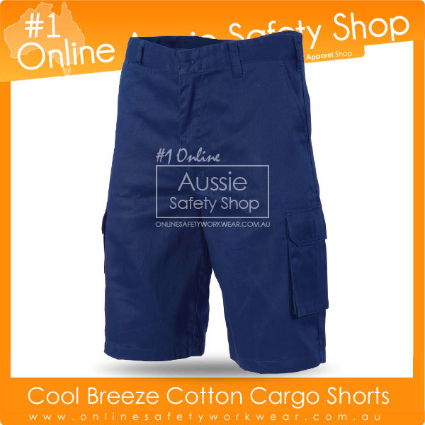 NAVY MIDDLE WEIGHT COOL BREEZE COTTON CARGO WORKEAR SHORTS – AIR EYELETS