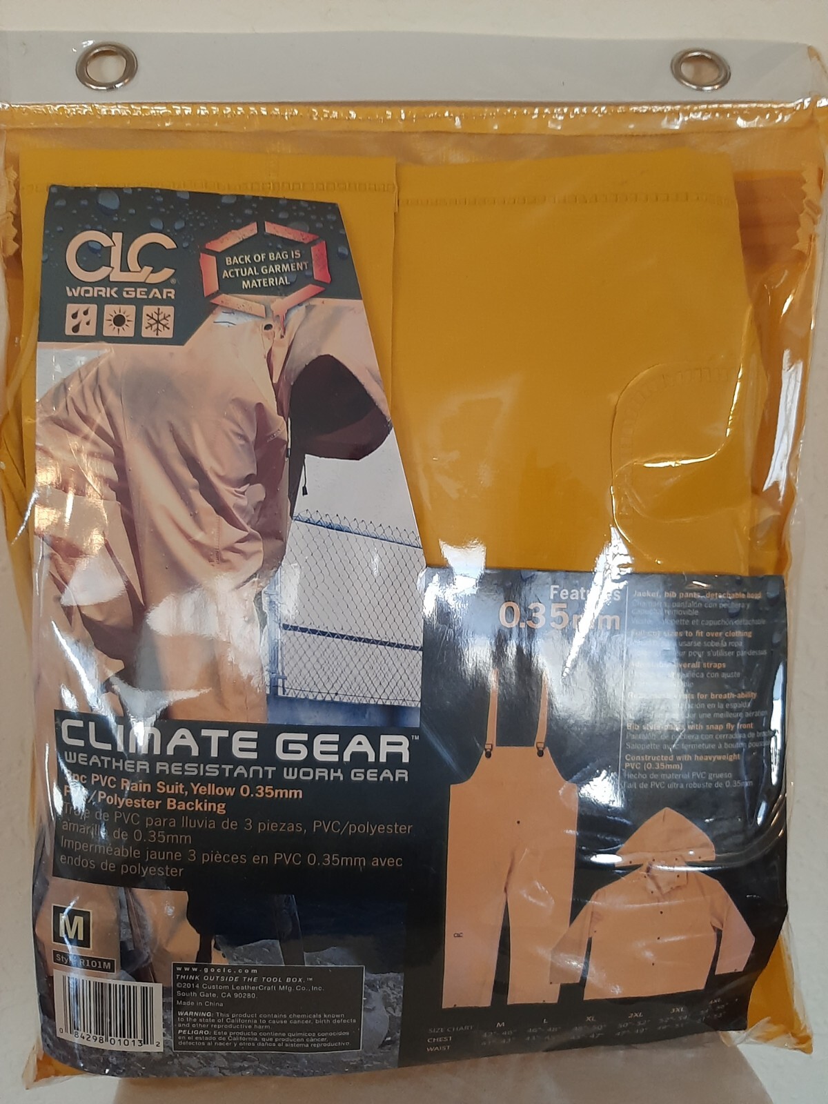 New CLC Climate Gear Rain Wear R105M .35 MM PVC Trench Coat Medium—New in bag