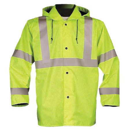 Nasco 103Jfym Breathable Rain Jacket With Hood, Polyurethane, Class 2