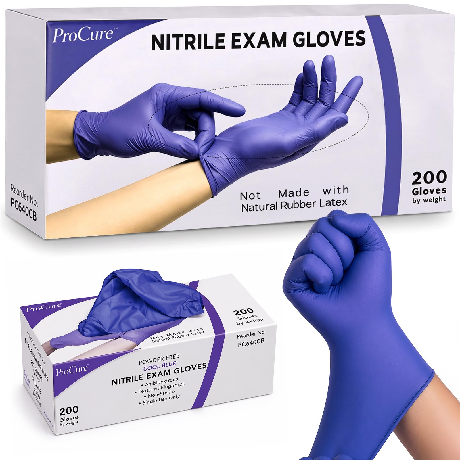 Disposable Nitrile Exam Gloves, 200 Count, Blue – Latex Free, Powder Free, Te…