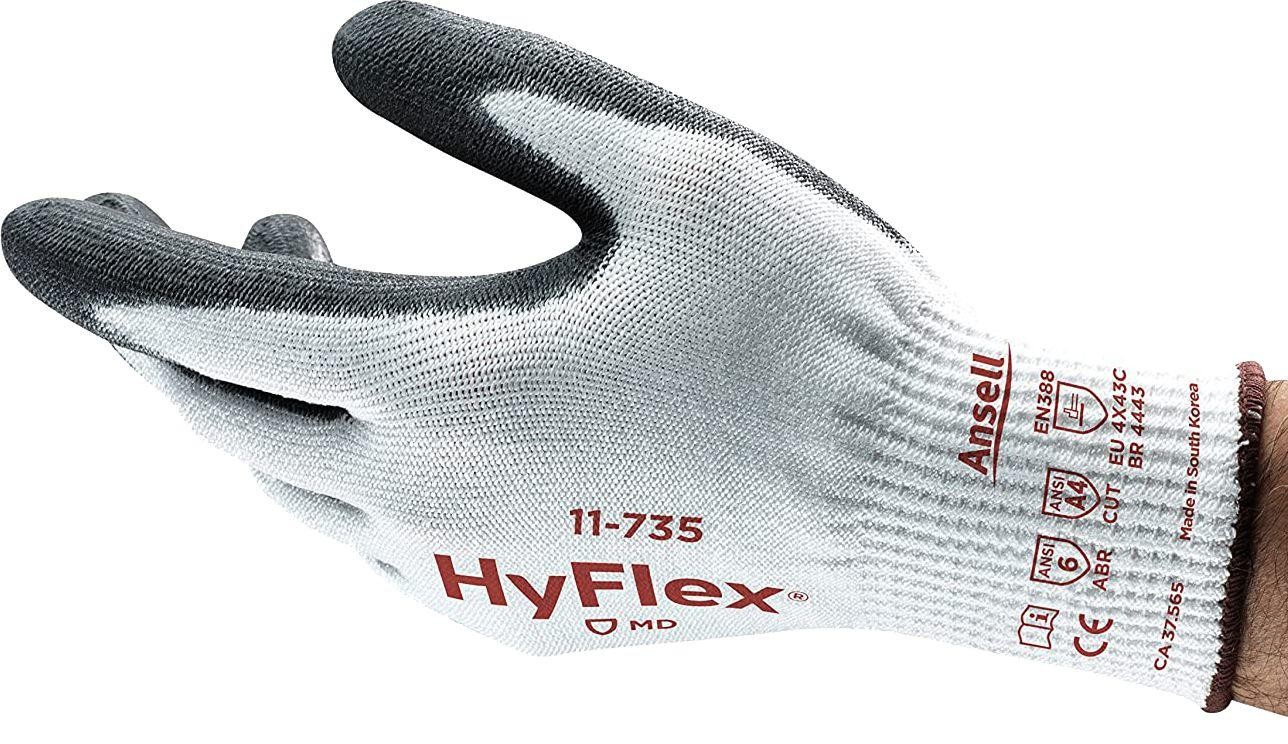Ansell HyFlex 11-735 Size 8 (M) Cut-Resistant Coated Gloves, A4, Dipped (6 Pack)