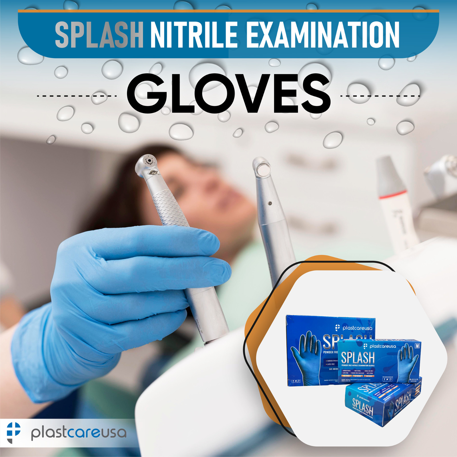 100 Large Nitrile Exam Disposable Gloves, Latex & Powder Free, Blue, Medical