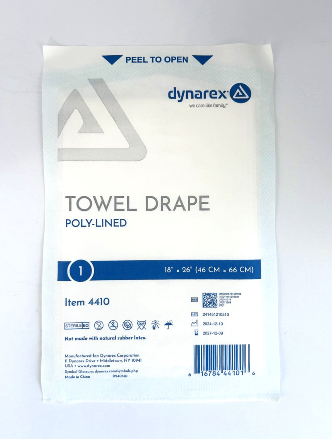 Dynarex General Purpose Towel Drape Sterile 18 W X 26 L Case of 50 / Code 4410_0