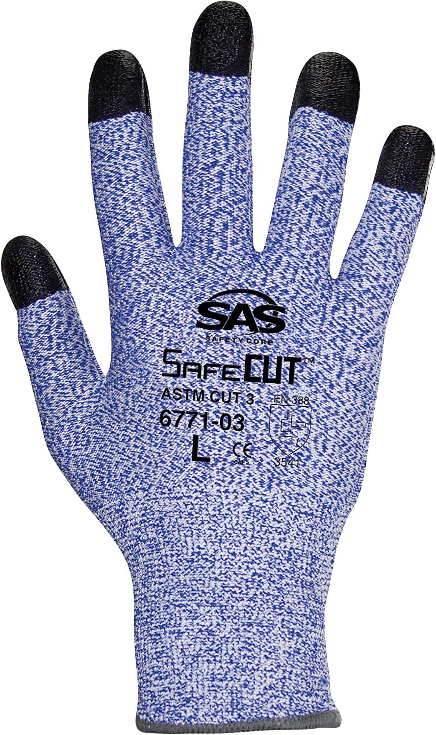SAS Safety 6771-03 Safecut Knit & Reusable Cut Resistant Gloves Large in Blue