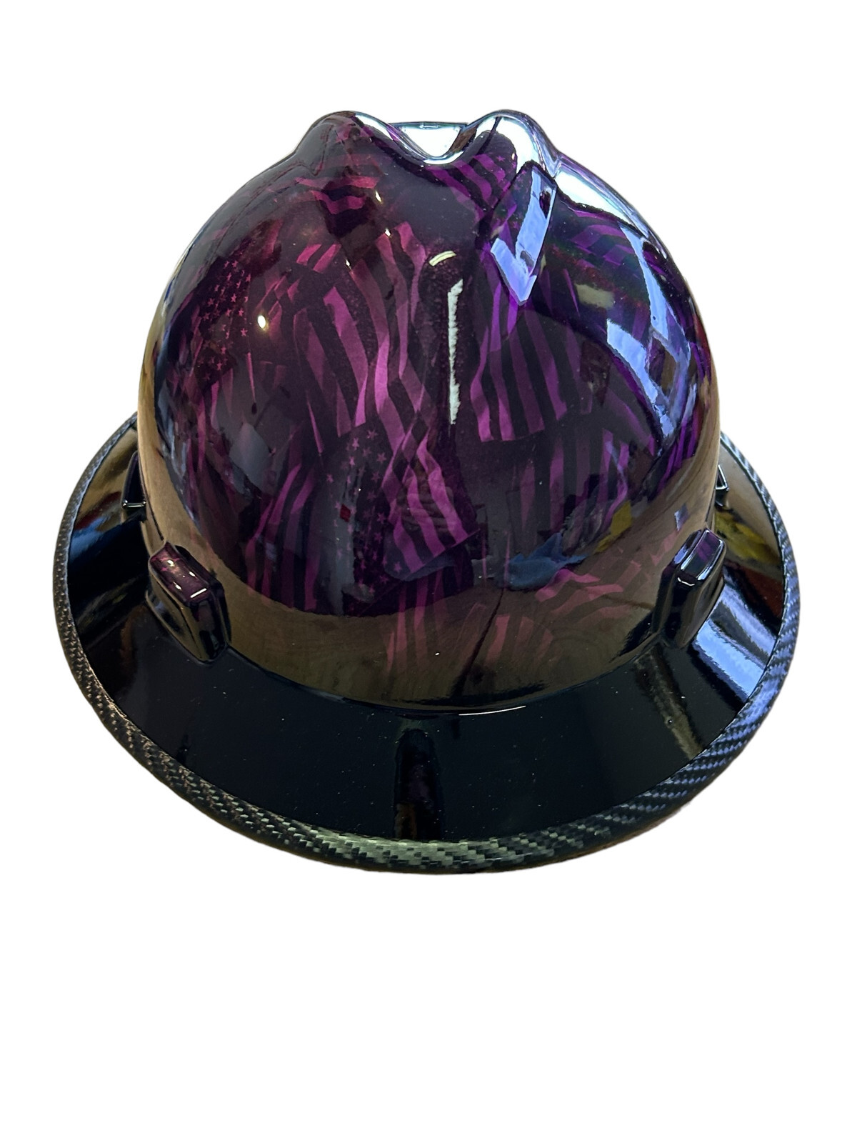 Custom HydroDipped MSA FullBrim Kandy Purple Negative Flags blackbrim w edgegard