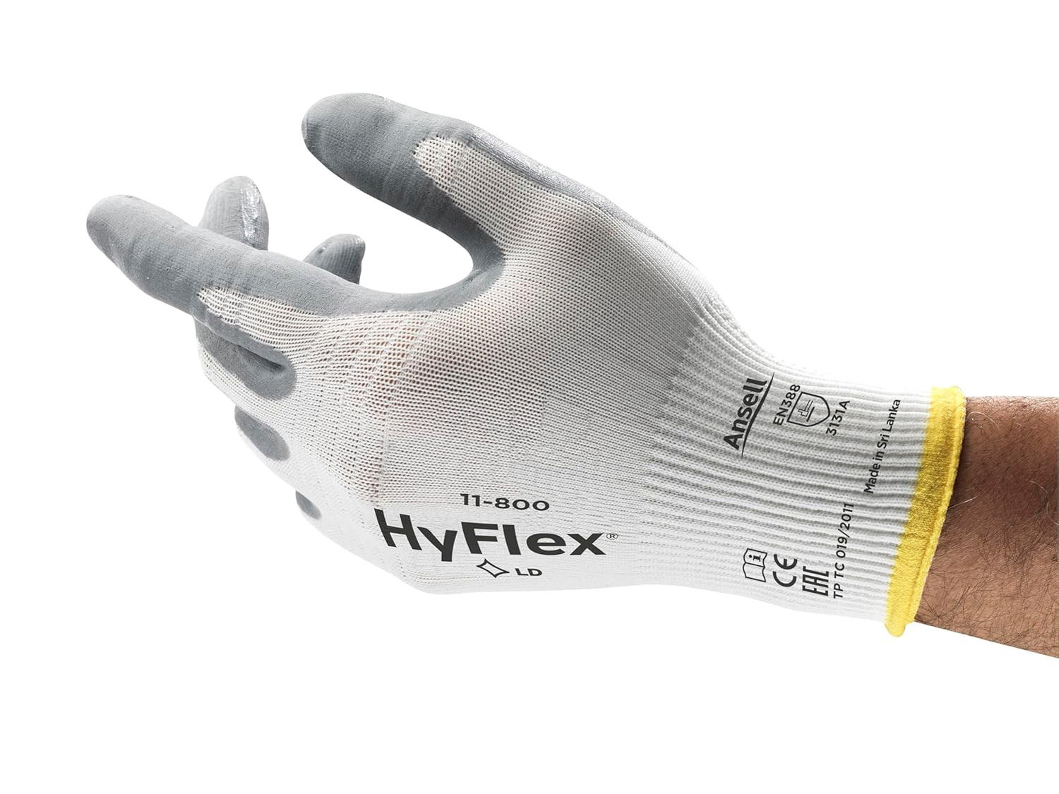 11-800 Nylon Glove, Gray Foam Nitrile Coating, Knit Wrist Cuff, Large, Size 9 (P