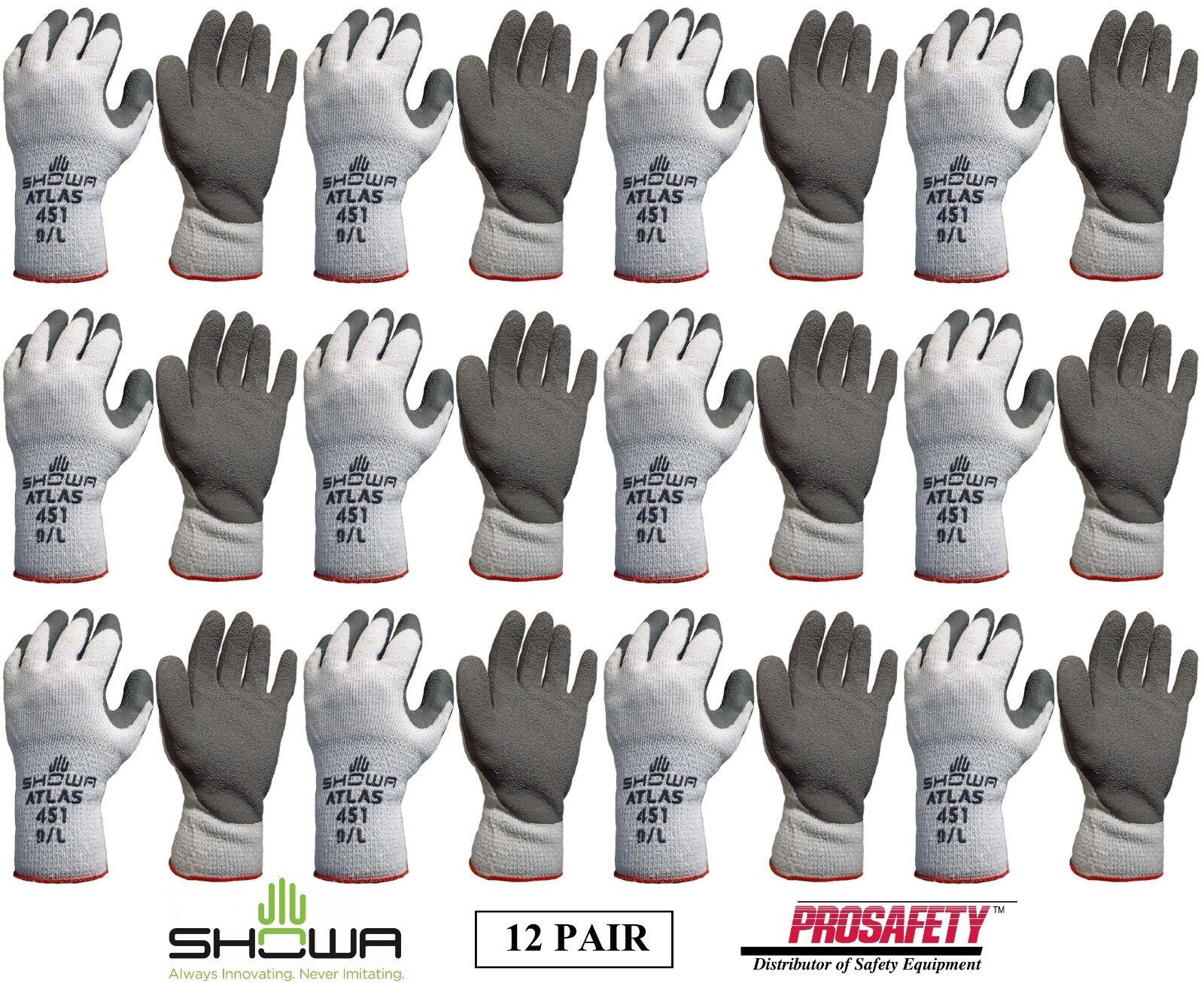 Showa 451 Therma Insulated Cold Weather Palm Coated Winter Work Gloves S-XL 12PR