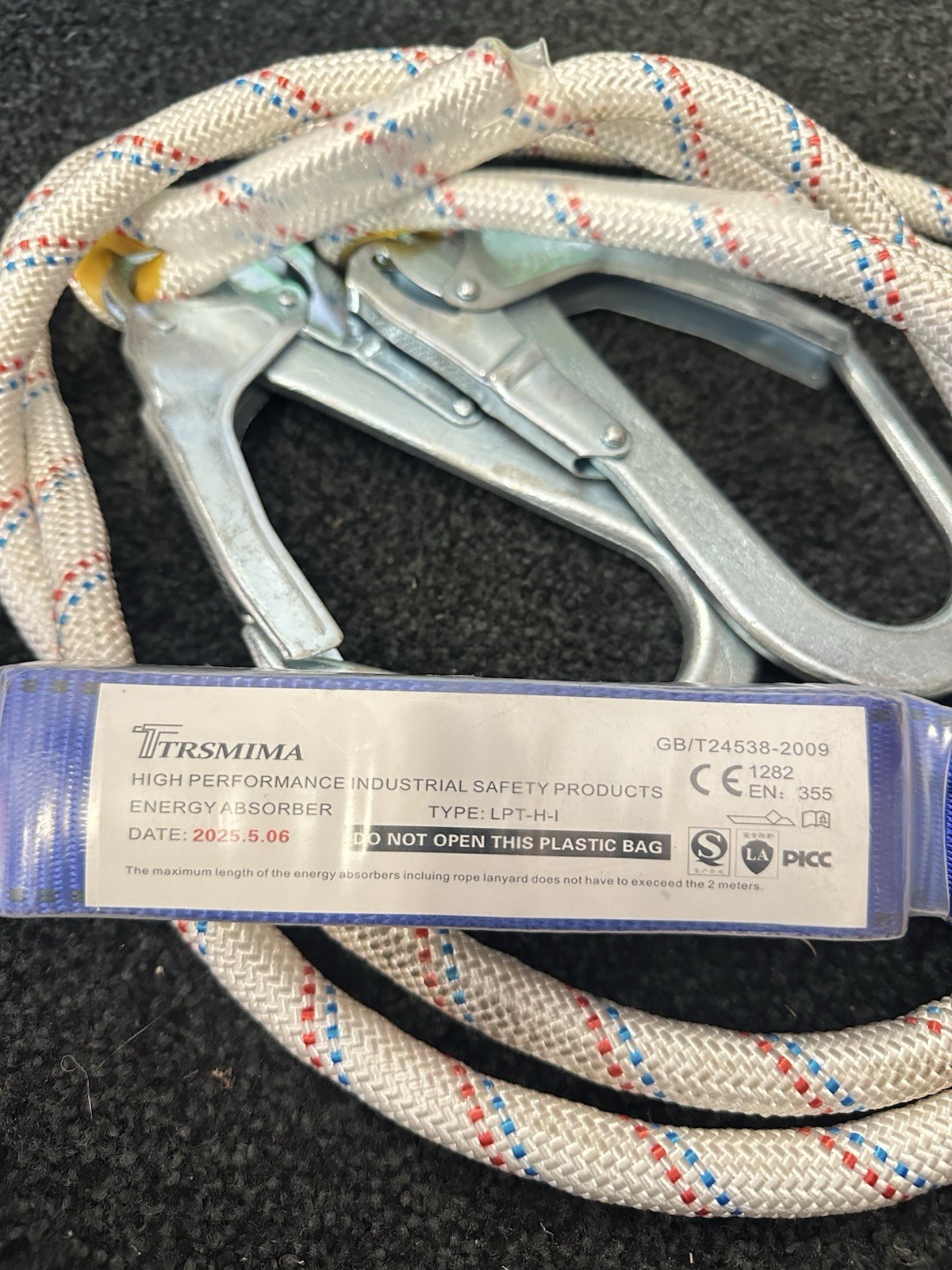 TRSMIMA Industrial Safety Lanyard Energy Absorber with Carabiners Model LPT-H-I