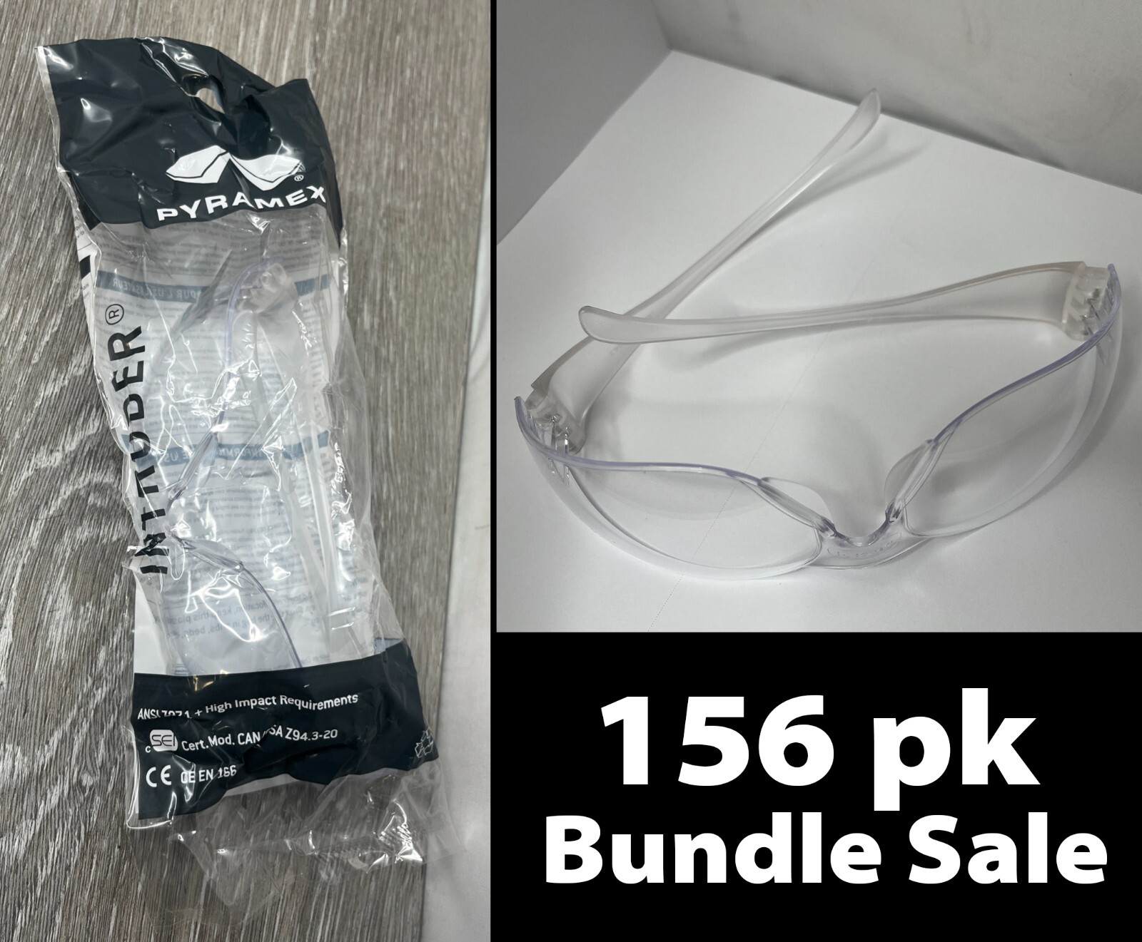 156pk Pyramex S4110S Intruder Safety Glasses/Gun Range Eyewear, Clear