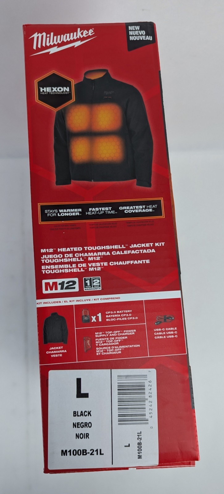 Milwaukee M100B-21L – M12 12V Durable Li-Ion Heated TOUGHSHELL Jacket – Large