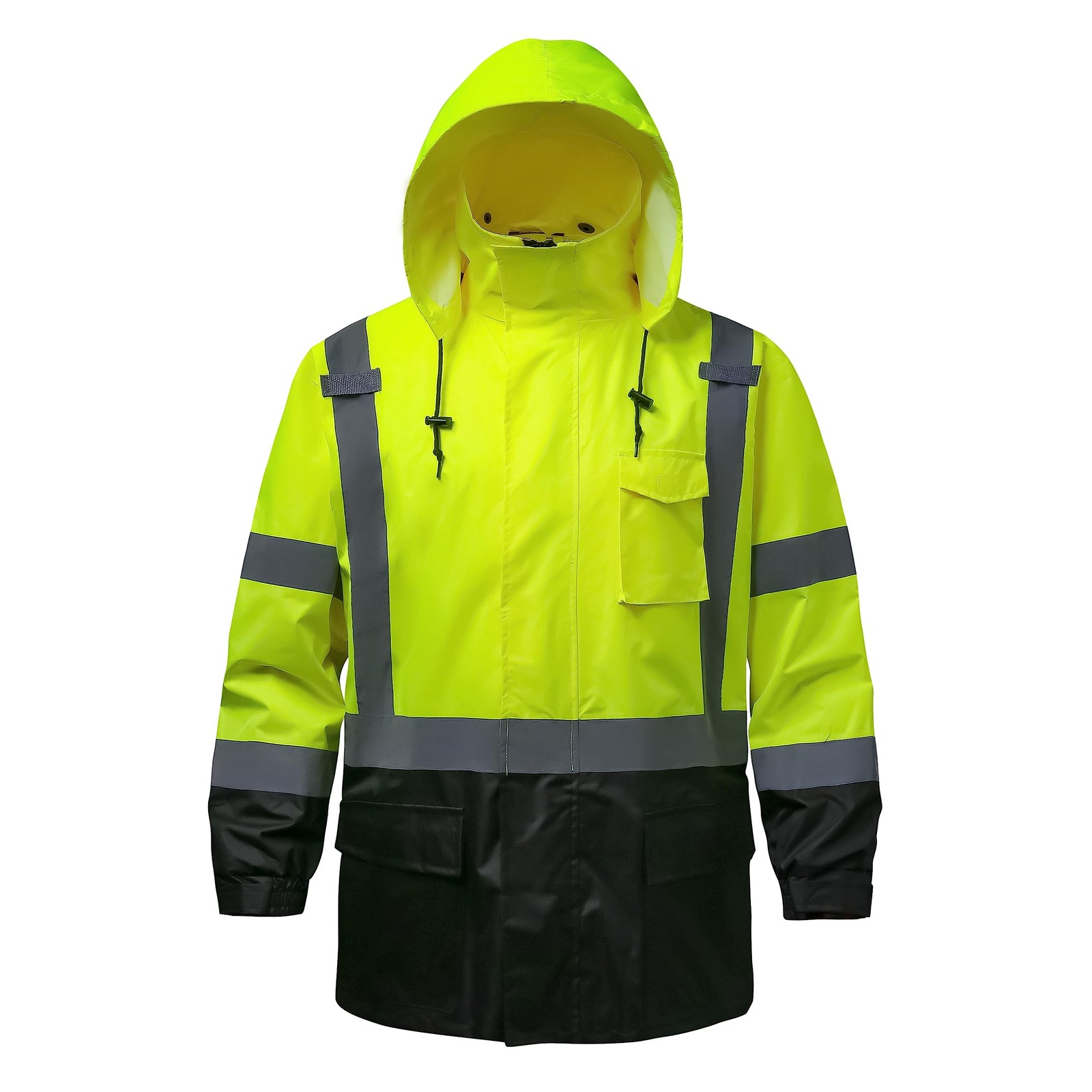 DPSAFETY Reflective Rain jackets for men waterproof,Hi Vis Safety Coat With