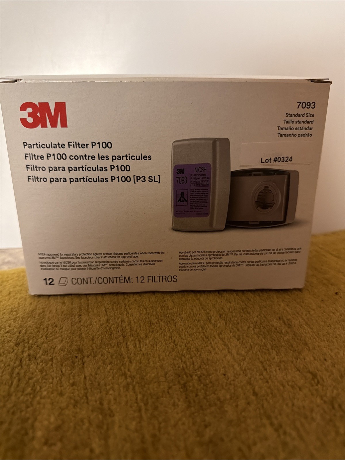 3M 7093 P100 Particulate Filters Respirator Cartridges 12ct Filters Exp 03/2029