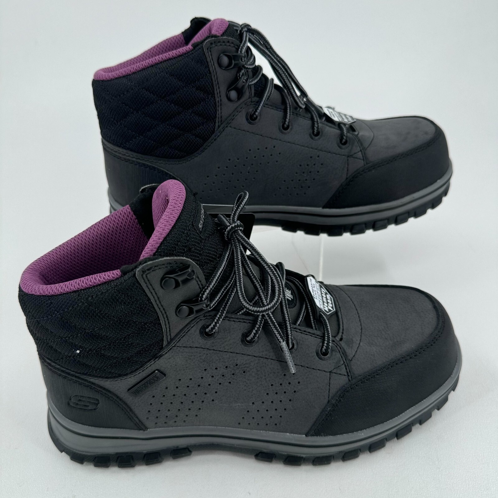 NEW Skechers Work Boots WOMENS Gray Leather Lace Up Waterproof Comp Toe SIZE 7.5