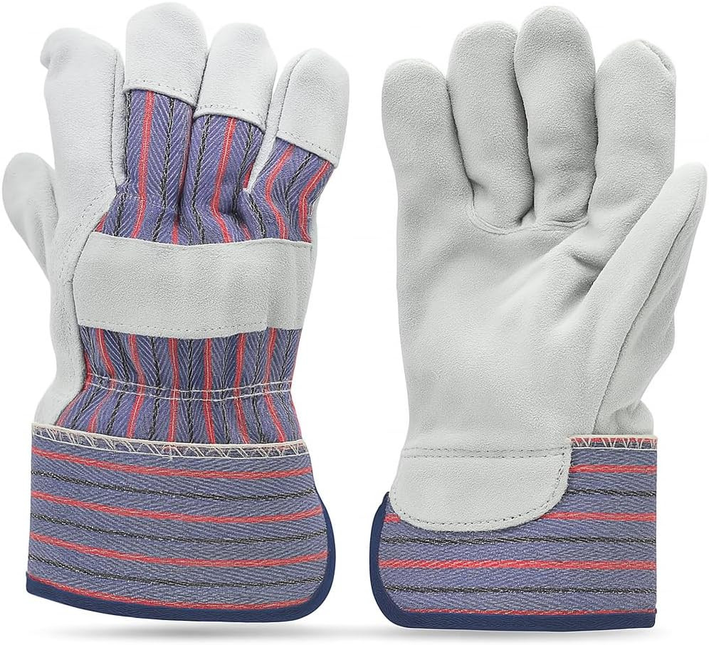 5015 60 Pair Pack Leather Palm Work Gloves Cowhide Leather Suede Finish, Single