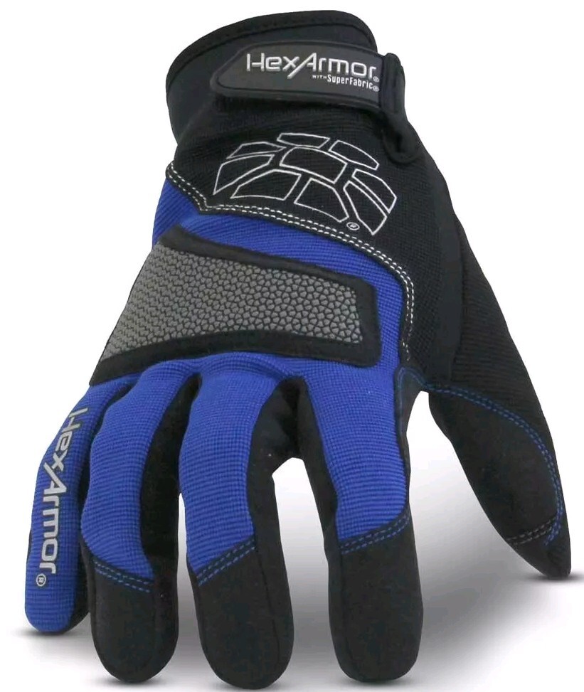👀》🔥HexArmor Chrome #4018 Cut Resistant Mechanic Gloves》Blue/Black》Sz 10/XL 🆕️