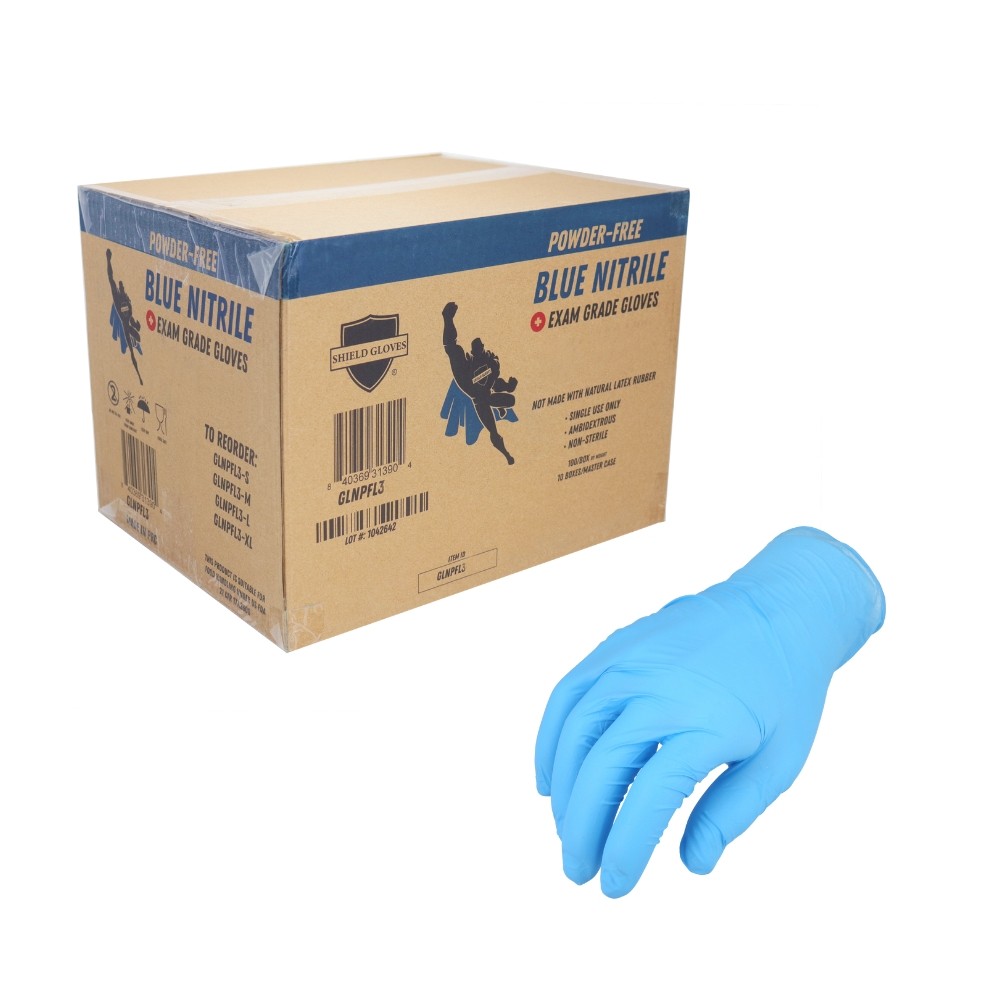 2000 Pieces Finger Textured Blue Nitrile Powder Free Gloves XL 3 Mil