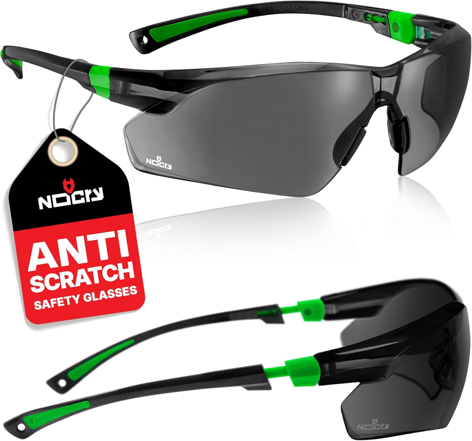 Gafas de sol de seguridad con lentes envolventes de color verde