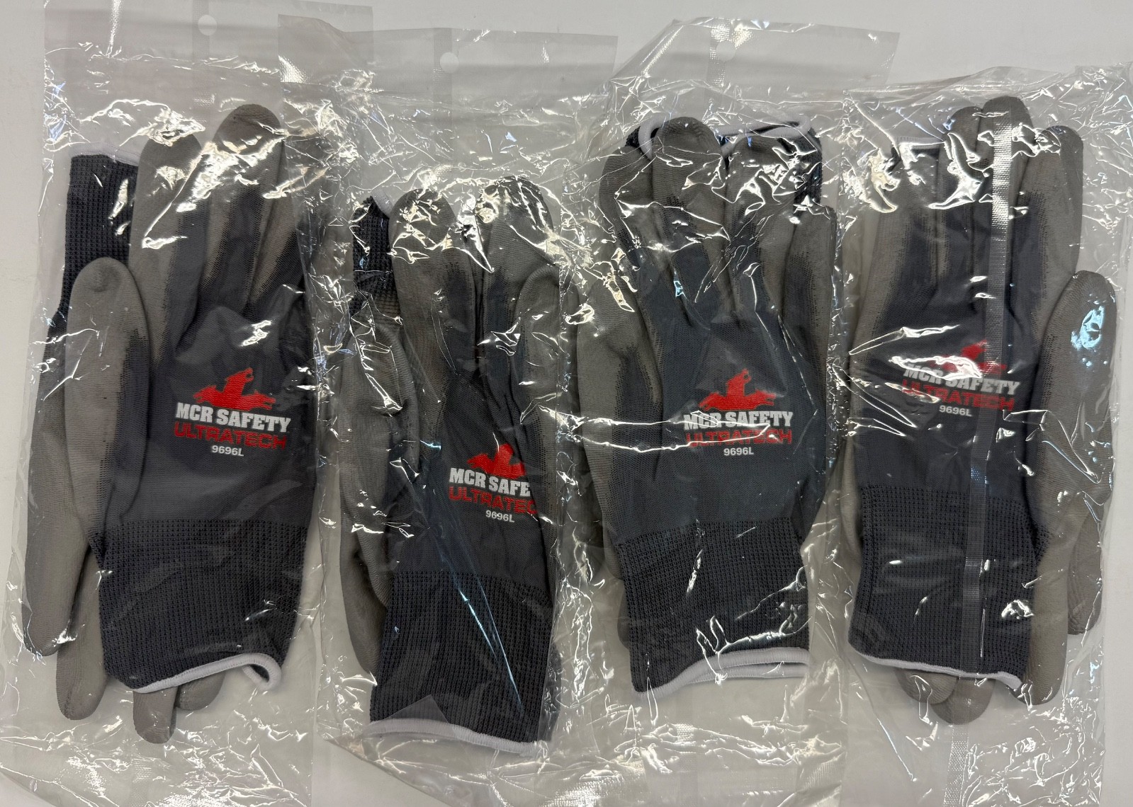 4/$19.99 MCR Safety, ULTRATECH 13 Gauge Gray Nylon, Gray PU Palm Coated (9696L)
