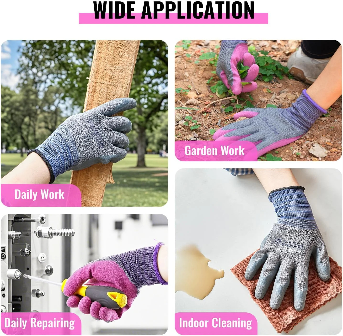 Gardening Gloves for Men 3 Pairs, Garden Gloves for Pruning Flower Rose, Weeding