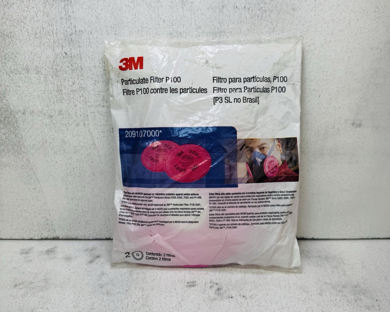 3M Particulate Filter P100 2091/7000 Pink Respirator Replacement Filters – 2 NEW