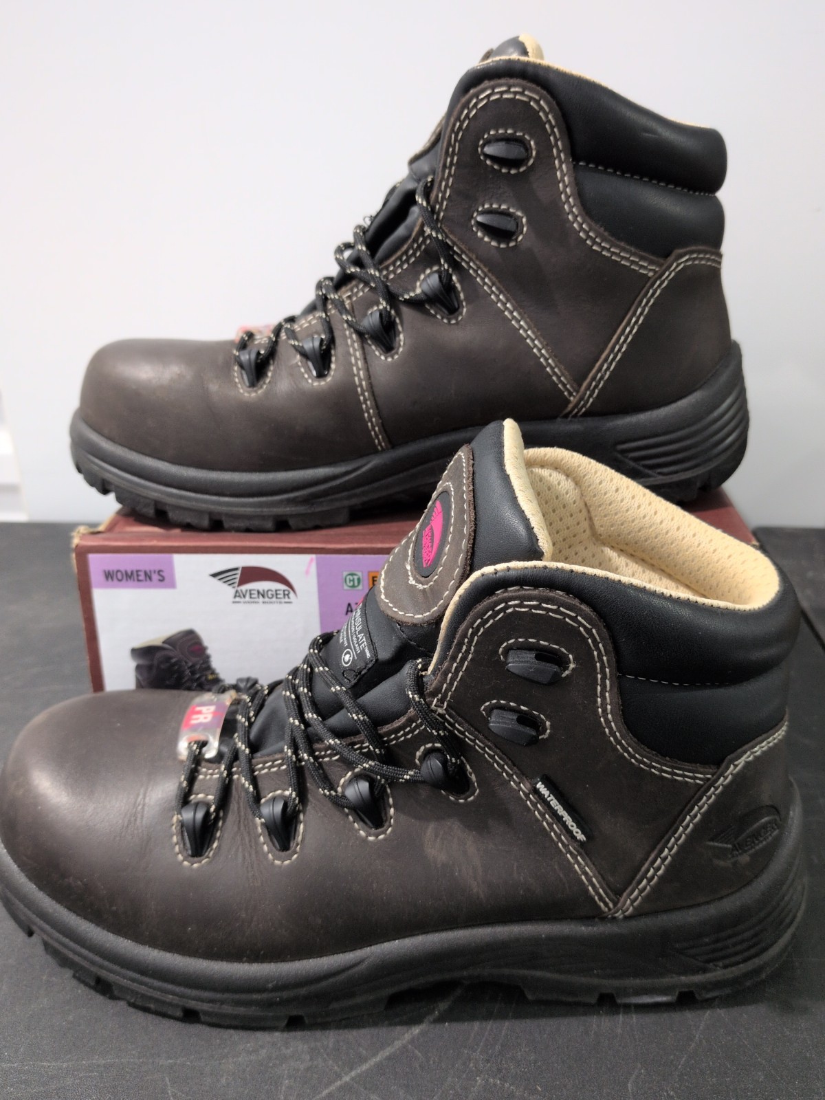 Women’s 8.5 Avenger Safety Footwear A7130 6-Inch Brown Work Boot Composite Toe