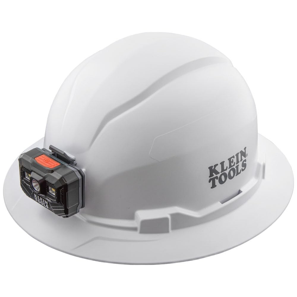 Klein Tools Safety Hard Hat With Rechargeable Headlamp Comfortable Fit White