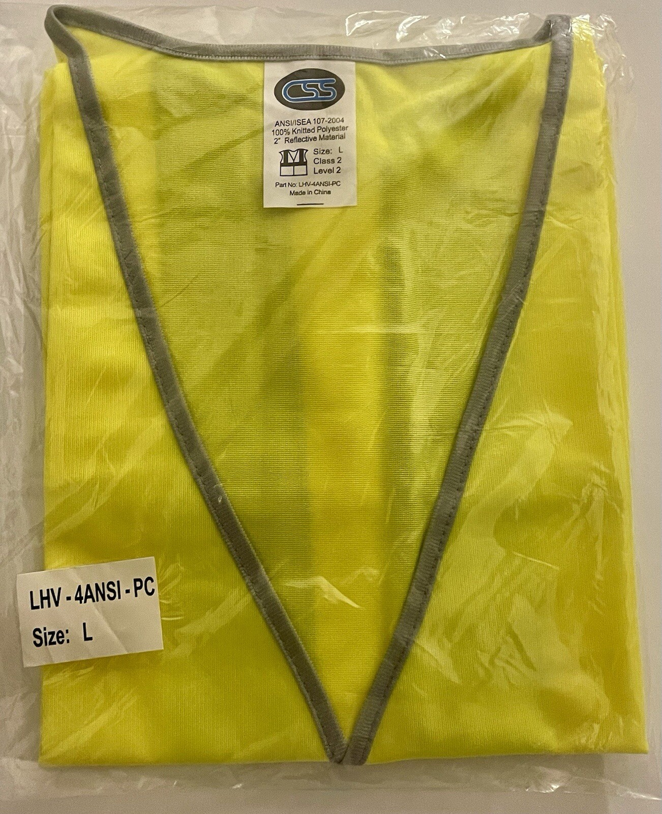 (7) CSS Class 2 Level 2 Safety Vests 100% Polyester ANSI/ ISEA 107-2004 Size L