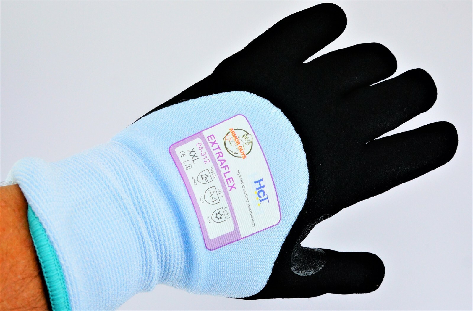 12 Pair Armor Guys Cut Glove 13g Lt Blue 7g HCT Palm Coated Insulated Size 2XL