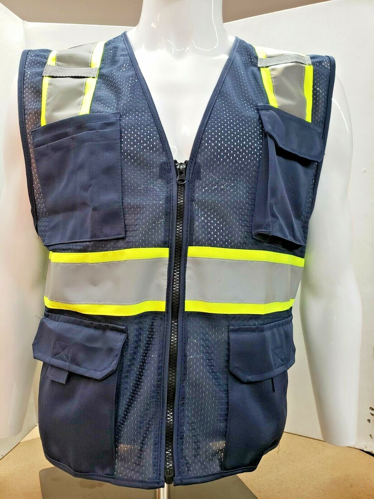 Two Tone High Visibility Reflective Blue Safety Vest (X-Small-5XL)