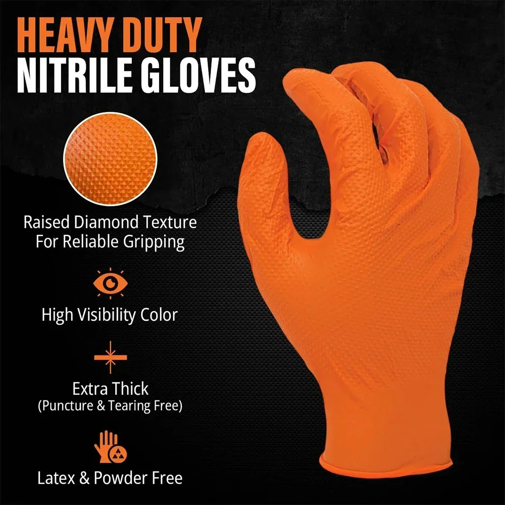 Thick Heavy Duty Nitrile Gloves 8Mil Extra Mechanic Home Garden Disposable Glove