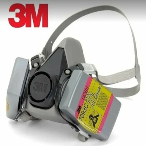 3M 6300 Half Face Mask Respirator & 2-3M 7093C Hydrogen Fluoride P 100 Filter LG