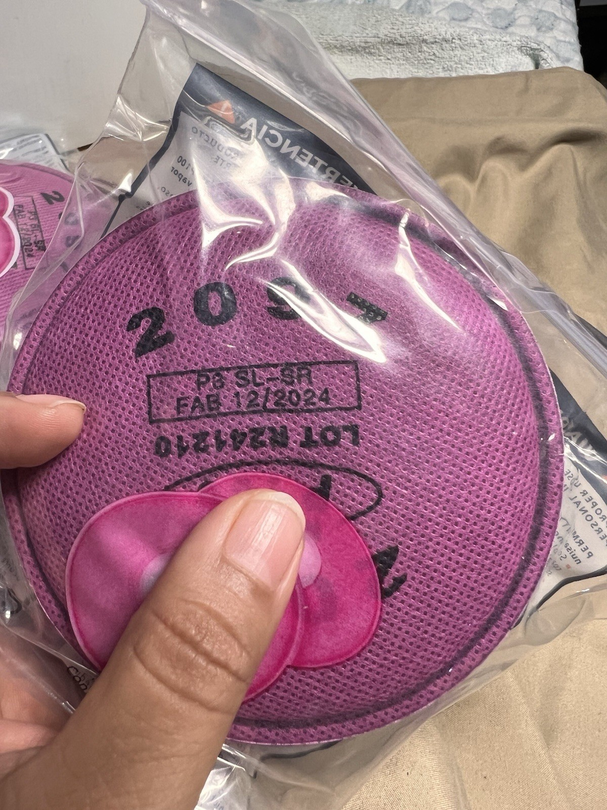 2097 P100 Particulate Filter Cotton FAB 12/2024 P3 SL-SR, Lot R241210 – 26 Pack