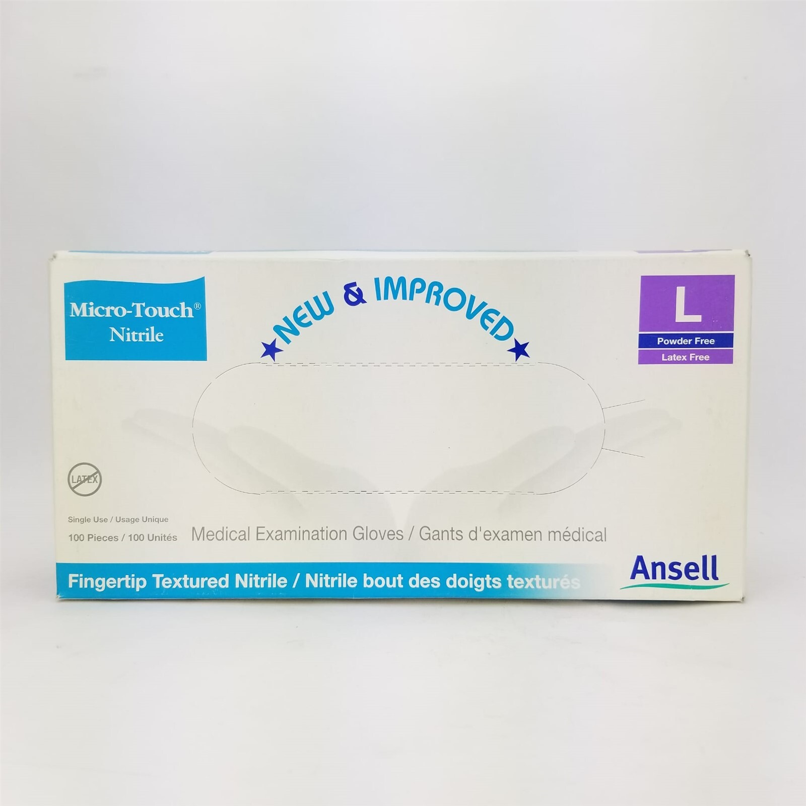 Ansell Micro-Touch Nitrile Gloves LARGE L Box Blue Powder Free Manufactured 2009